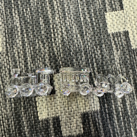 Rare (6) Piece Swarovski Crystal Train Set With Display Mirrored Tracks - Picture 2 of 9